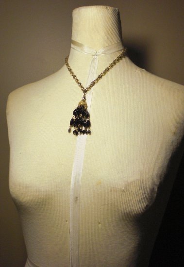 Vintage TRIFARI Gold Chain and Black Beading