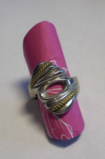 Sterling silver marked ring with gold braids!