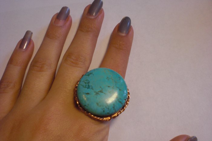 One of a kind, brass and turquoise ring! Hand made!