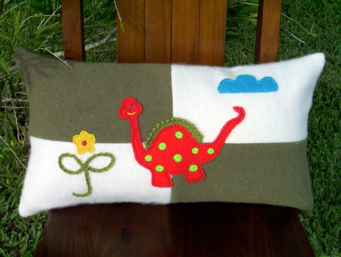 Dino Wool Felt Pillow