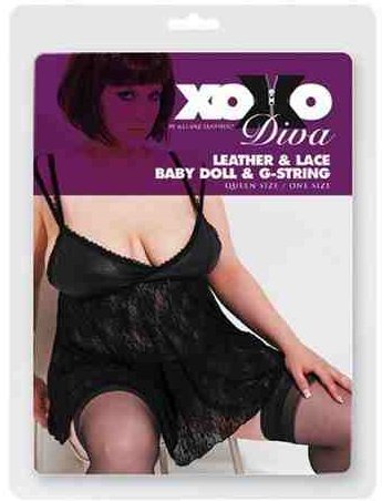 Leather & Lace Baby Doll & G-String One Size