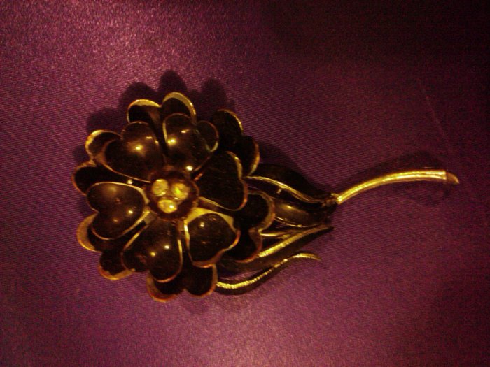 Coro Vintage Large Brooch Black Enamel