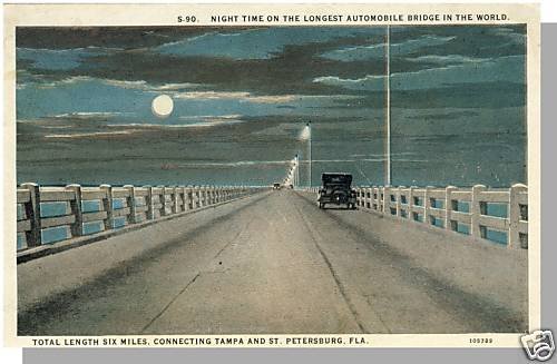 TAMPAST PETERSBURG, FLORIDAFL POSTCARD, 6 Mile Bridge