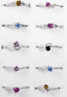 Rhodium Plated 20 Rings w/lab created gemstones. NEW!!
