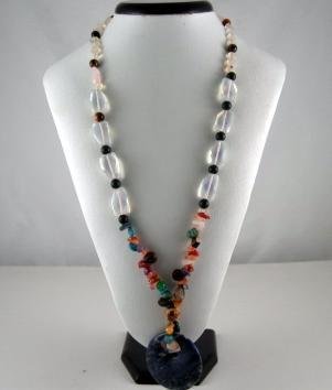 Bohemian Style Natural gemstone Pendant (Black)Necklace
