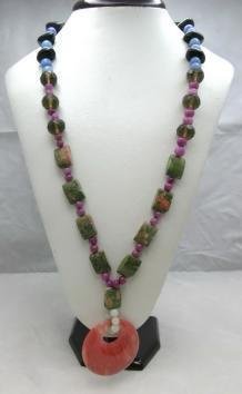 Bohemian Style Natural gemstone (RED) Pendant Necklace