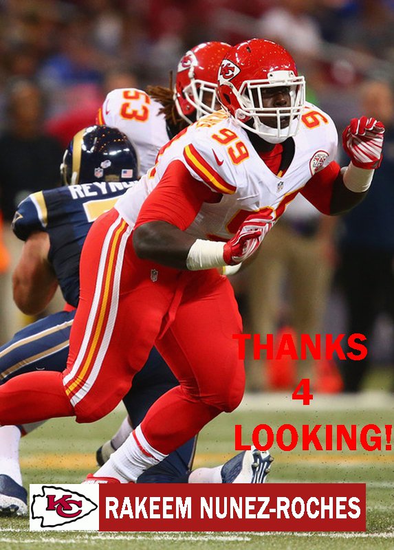 RAKEEM NUNEZ-ROCHES 2015 KANSAS CITY CHIEFS FOOTBALL CARD