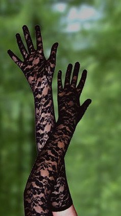 Black lace evening gloves