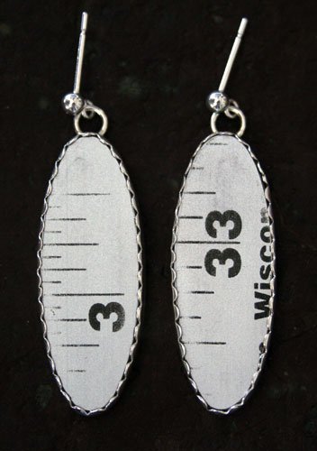 Style RU2M, Carpenters Aluminum Ruler Earrings