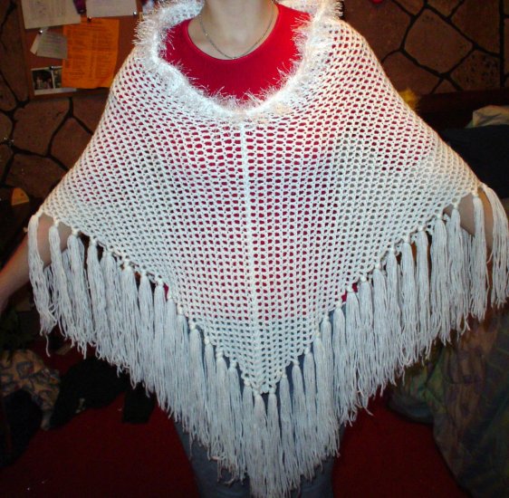 Rose Poncho with fringe