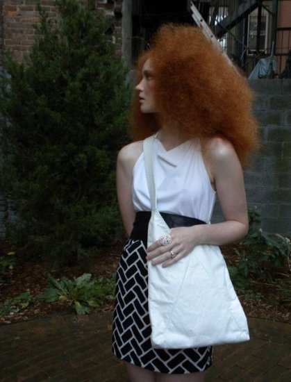 white embossed leather tote