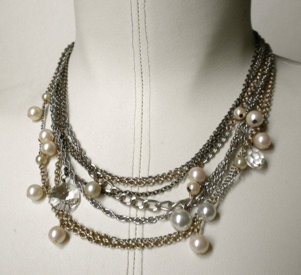 chain, pearls and crystal necklace