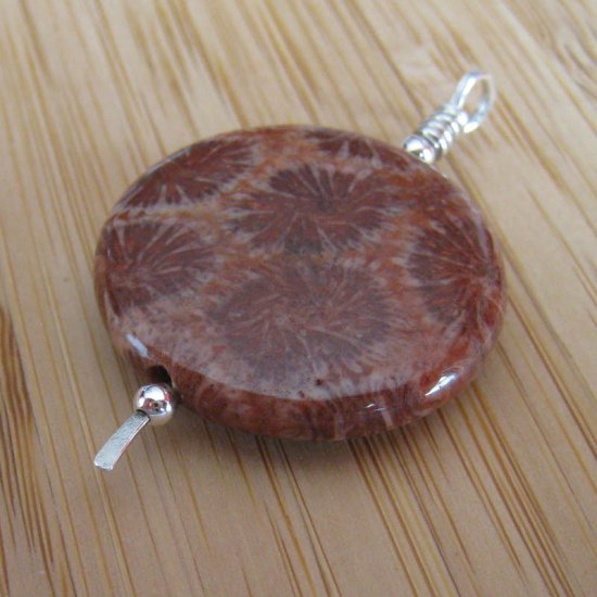 Red Fossil Coral Pendant - Fire Cracker