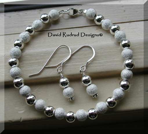 NEW BOUTIQUE STARDUST 6mm Bead Bracelet and Earring set Beaded Jewelry David Rudrud Designs