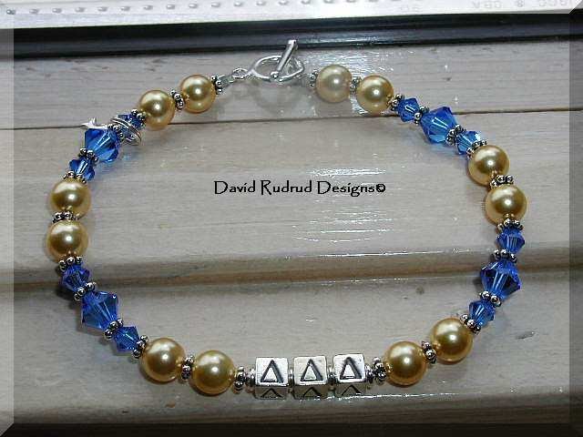 BOUTIQUE CUSTOM SORORITY CRYSTAL BRACELET Delta Delta Delta