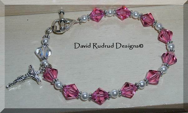 Beaded Gift Rosary Bracelet Sterling Swarovski Crystal Pearl