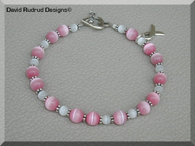 NEW Pink BREAST CANCER Awareness Bracelet with sterling silver