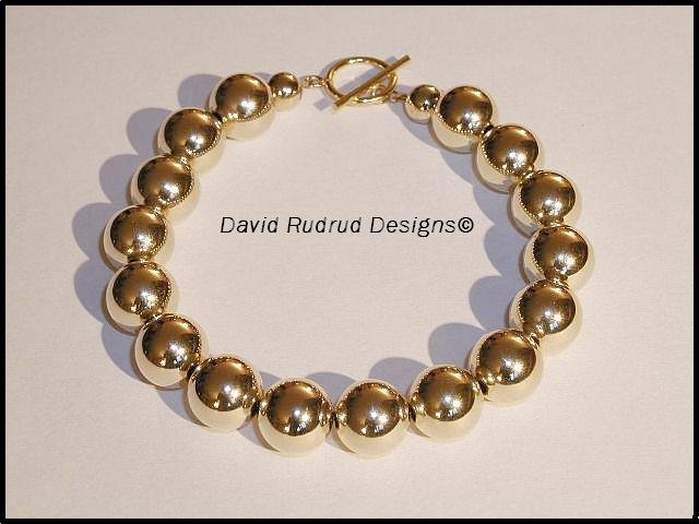 10mm GOLD Bead Beaded Bracelet - Elegant 10mm gold filled beads