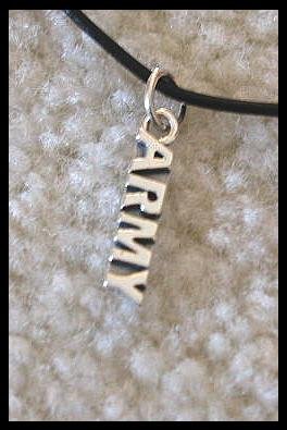 Army Necklace Sterling Silver Charm and Leather