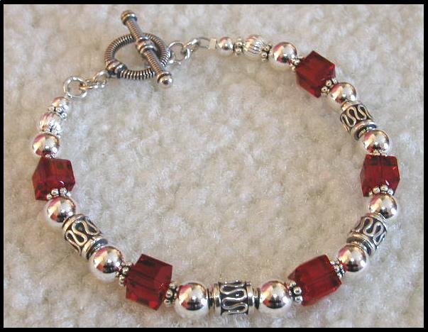 Boutique Birthstone Swarovski Bali Sterling Silver Bracelet Gift Jewelry