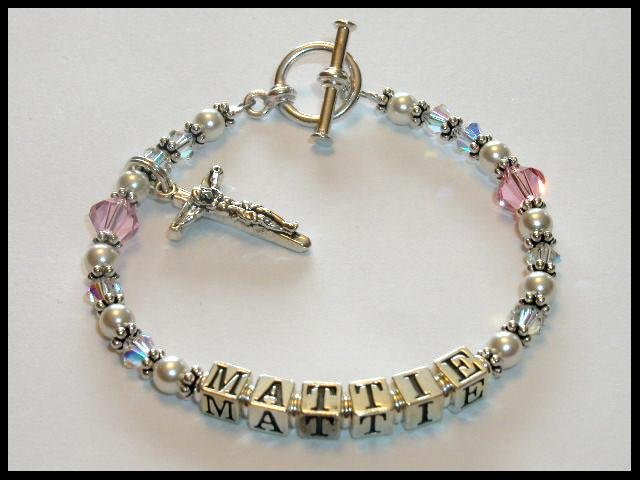 Girls Gift Jewelry Name Bracelet Sterling Crystal Pearl