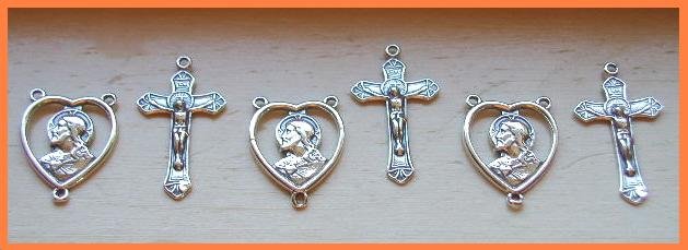 3 Sets NEW Sterling Silver ROSARY Center & Crucifix lot