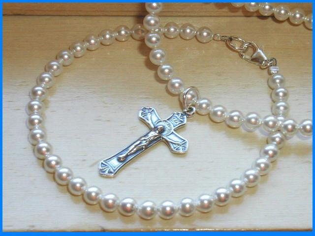 1st First Communion Swarovski Crystal Pearl Necklace & Bracelet Jewelry Set