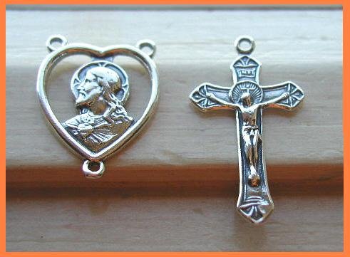 1 Set NEW Solid Sterling Silver ROSARY Center & Crucifix