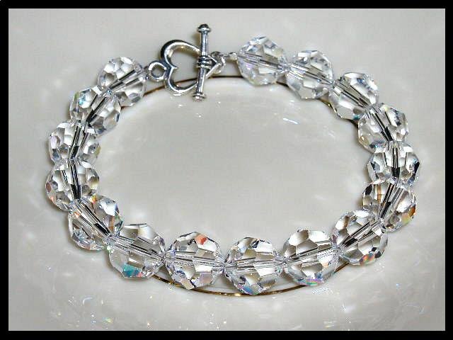 Special! Elegant 10mm Round Swarovski Clear AB Crystal Bracelet Beaded Crystal Gift Jewelry