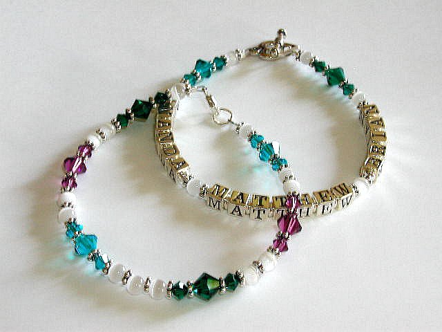 Boutique 3 Name Baby Mothers Name Bracelet Crystal Sterling