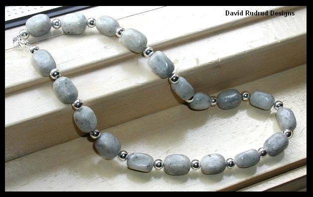 CindyZ 16 Inch Riverstone Gemstone and Sterling Silver Necklace