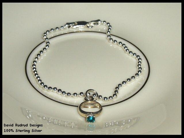 New Mother Mom 1 Baby Ring Birthstone Bead BRACELET Gift Sterling Silver
