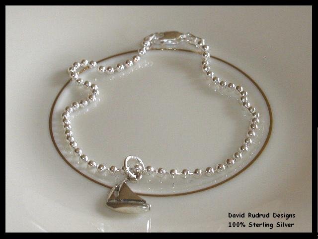 Sigma Sigma Sigma Sorority Sailboat Charm Bead Bracelet Sterling Silver