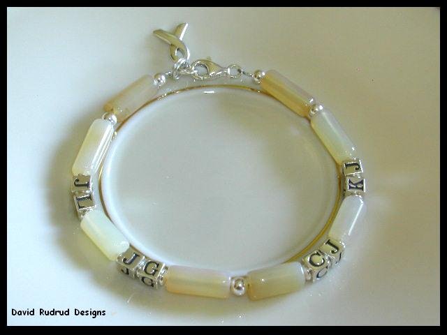 Custom Initials Cancer Awareness Memory Charm Bracelet Sterling Gemstone