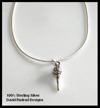 Solid Sterling Silver GOLF TEE Charm Necklace 18 Inches