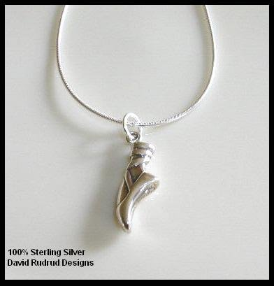 Sterling Silver DANCE BALLET SLIPPER Charm Necklace 18 Inches