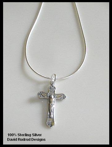 18 Inch 1st Communion Gift Sterling Silver CRUCIFIX Charm Necklace Jewelry
