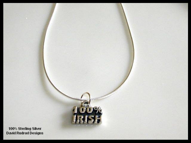 Solid Sterling Silver 100% IRISH Charm Necklace 18 Inches