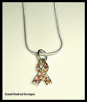 Solid Sterling Silver SWAROVSKI CRYSTAL YELLOW AWARENESS RIBBON Charm Necklace 18 Inches