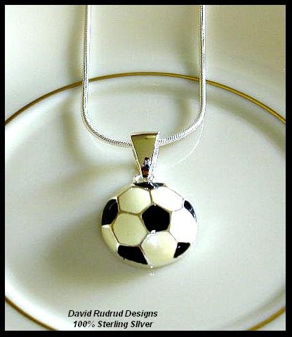 Solid Sterling Silver SOCCER Charm Necklace 18 Inches