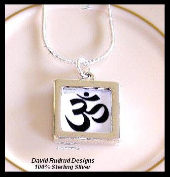 Solid Sterling Silver OM YOGA Charm Necklace 18 Inches