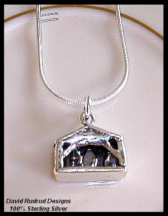 Manger NATIVITY SCENE 18" Sterling Silver Charm Necklace Gift