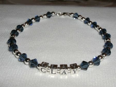CLAY AIKEN Tribute Ankle Bracelet ANKLET Beaded Crystal Sterling Silver