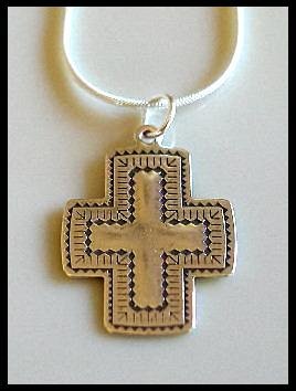 Solid Sterling Silver SANTA FE CROSS Charm Necklace 18 Inches