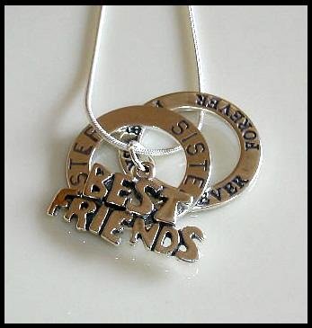 BEST FRIENDS FOREVER SISTER 18 Inch Solid Sterling Charm Necklace