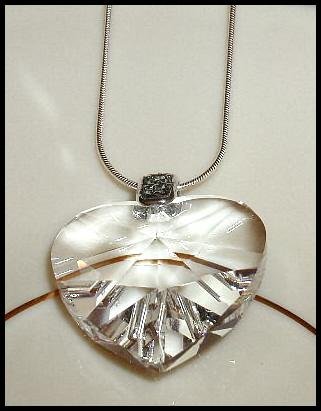 LARGE 28mm Swarovski Clear Crystal HEART NECKLACE Jewelry 18 inches Jewelry Gift