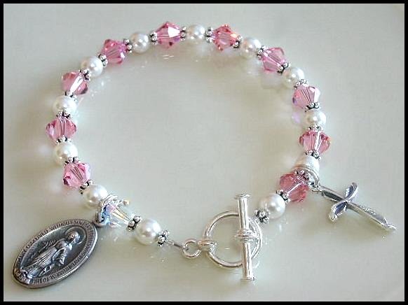 1st First Communion Gift Girls Rosary Jewelry Cross Virgin Mary Charm