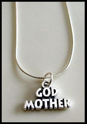Solid Sterling Silver GODMOTHER Charm Necklace God Mother