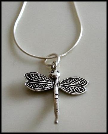 Solid Sterling Silver Thai DRAGONFLY Charm Necklace