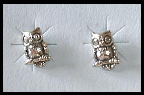 Solid Sterling Silver OWL post earrings